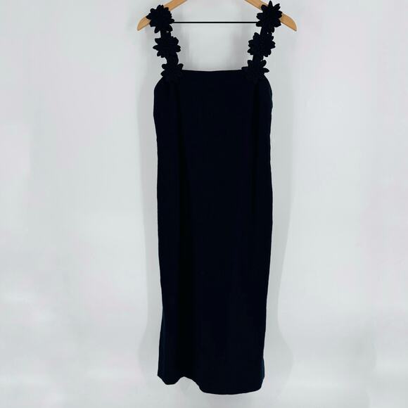 Pearl by Lela Rose NWT Navy Cotton Canvas Floral Strap Column Dress Size 6 - Picture 2 of 12